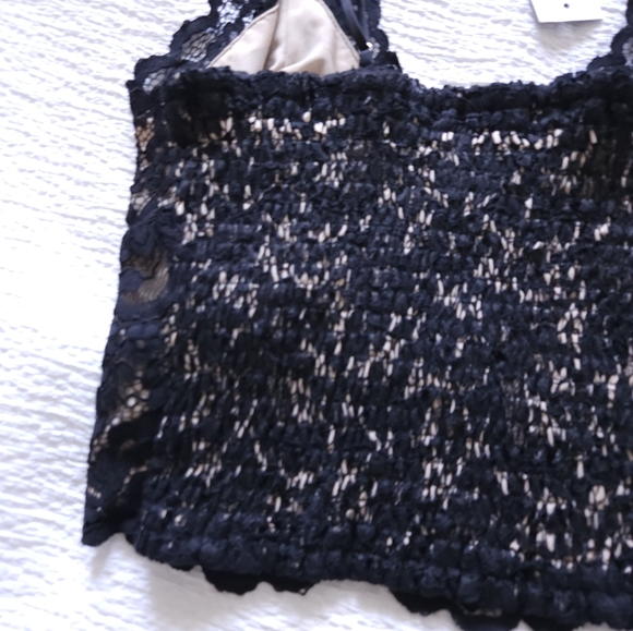 Black Nude Lace Crop Top - Spaghetti Straps, Cinched Back - NWT - Picture 4 of 6